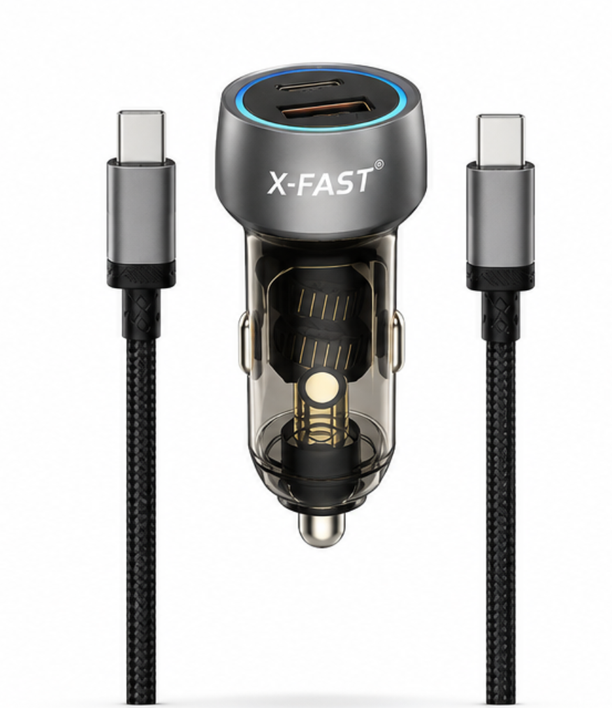 X-FAST 55W Fast Charging Car Charger Kit – USB-C & USB-A Dual Port